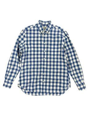 Gitman Bros. Made in USA Checkered Long Sleeve Shirt Blue - Large